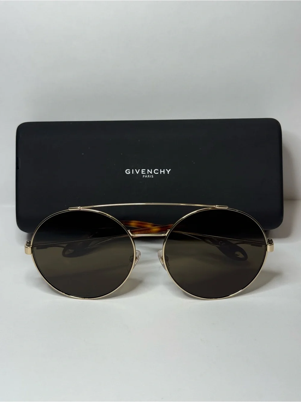 Givenchy Paris: Women’s Gold Frame Sunglasses with Black Lenses | Brand New
